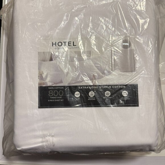 Hotel Signature 800 Thread Count Cotton 6-Piece Sheet Set Full White - Picture 2 of 6